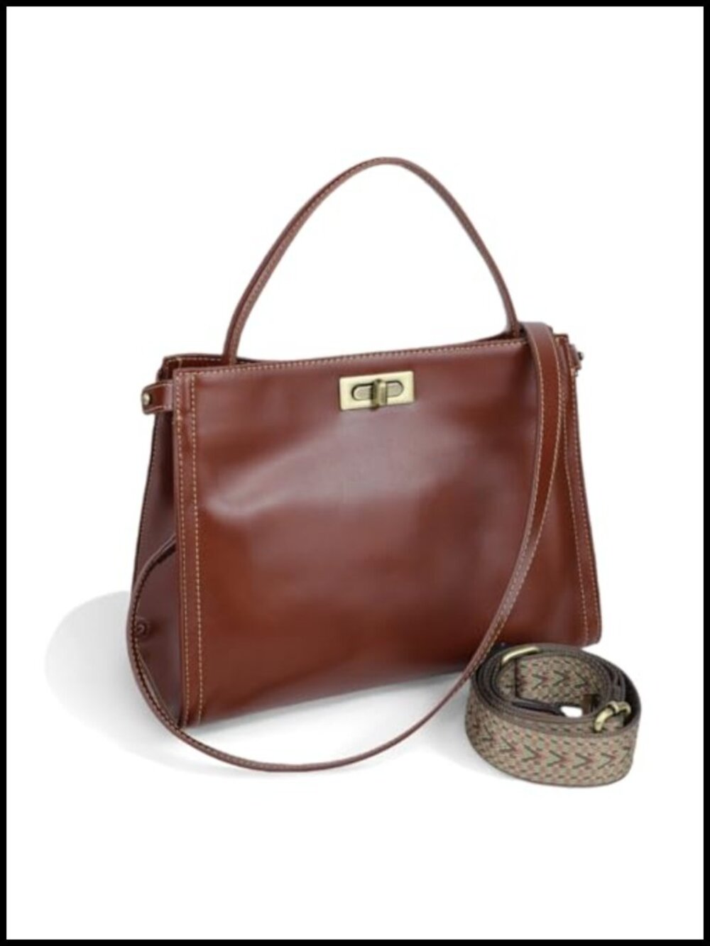 Genuine Leather Satchel Crossbody Bag Top Handle Purse